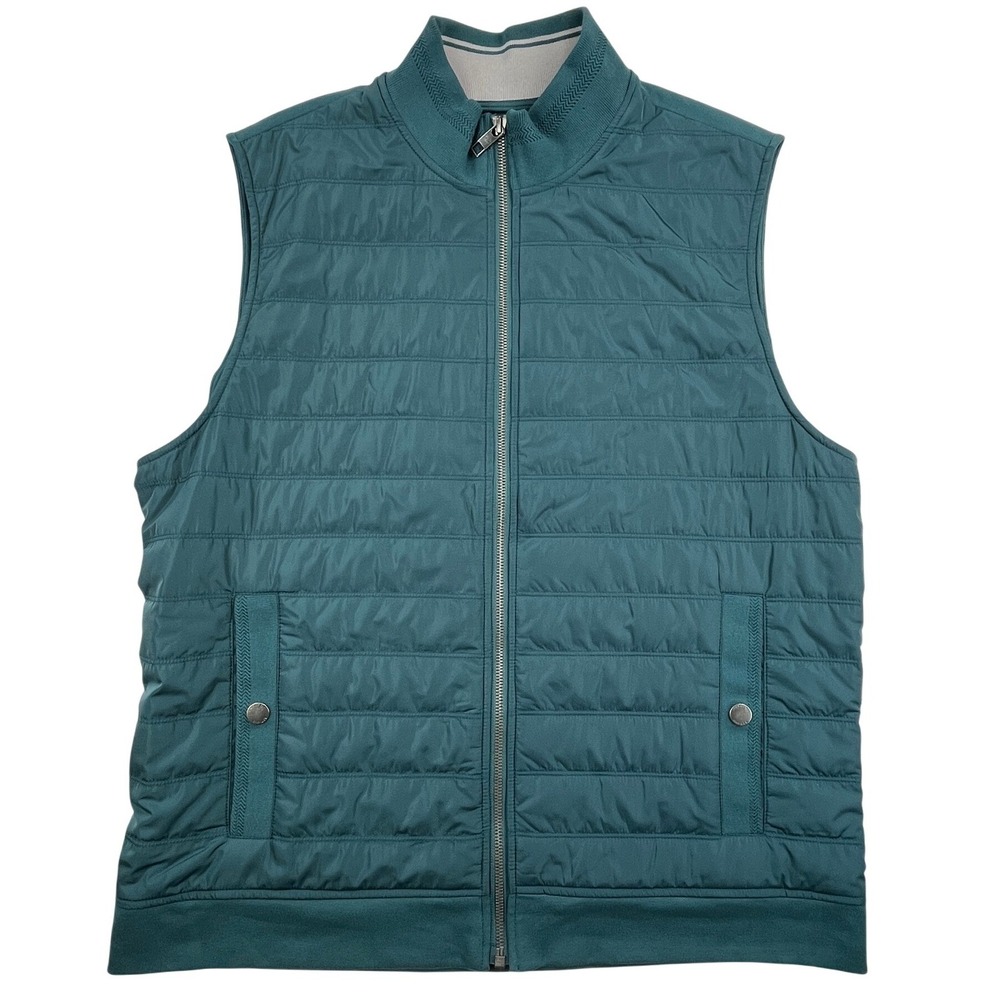 UNTUCKit Rebullo Vest Mens Large Teal Green Blue Quilted Full Zip Lightweight